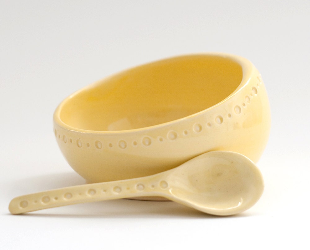 Salt Cellar and Spoon - Yellow