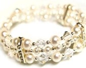 Affordable Handmade Swarovski Custom Order Bridal Bridesmaid Bracelet Jewelry Cuff Wedding Accessories Costume Pearl Crystal Unique - Vulcan