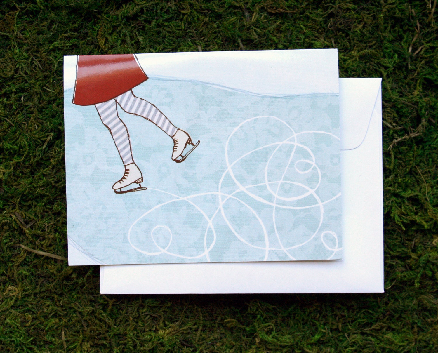 Ice Skating Blank Greeting Cards (set of 4) with envelopes