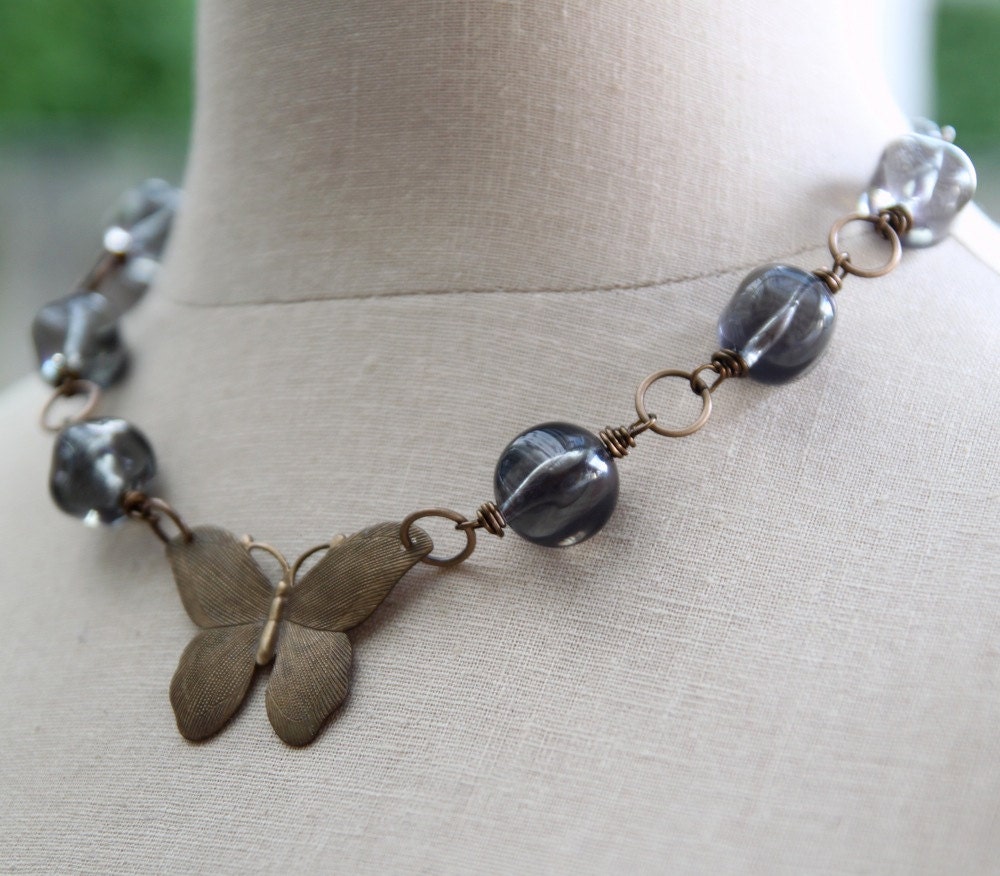 smoke . a so i fly butterfly necklace