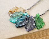 Color Leaves Necklace / Candy Lampwork Glass / Valentine Gift / Vintage Modern Style