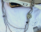 Vintage Rhinestone and Gemstone Layered One of a Kind Necklace....KoKo