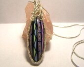 Abstract zig zag pattern wire wrapped pendant long marquise shapped pendant