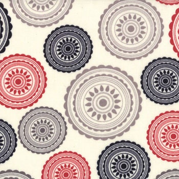 Sweetwater Mama Said Sew, Geometric Hoops Dots Cream Multi Fabric - Half Yard