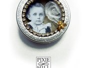 Original Mixed Media Altered Art Brooch for Very Fancy Ladies