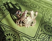 Love Birds Bird Ring Brass Filigree Victorian Art Nouveau Ring Antique Style Ring Flower Floral