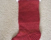 Red Glittery Striped Crochet Christmas Holiday Stocking