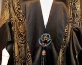 1920s Flapper Art deco Black and Gold Lame Evening Cocoon Coat