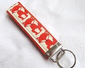 KeyFob Key Chain Wristlet in Renaldo the Fox - Original Fabric Design - Fabric Keychain