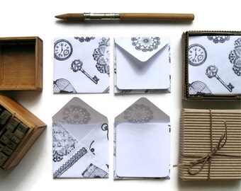 White Vintage Motifs Mini Stationery Set
