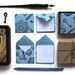 Retro Style Stamped on Blue Mini Stationery Set