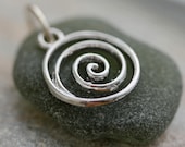 Sea Glass Pendant with spiral charm, Gift for her, Beach glass jewelry, Natural surf tumbled