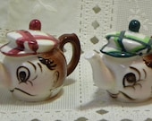 Vintage Anthropomorphic Teapot Tea Kettle Men with Berets Japan