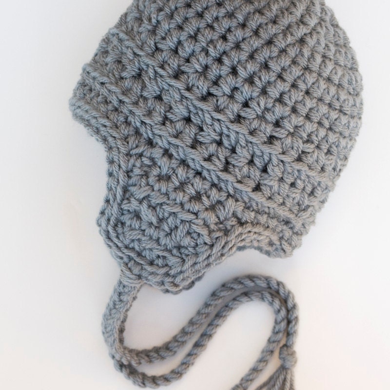 Children Winter Hat with Earflaps Boys Clothing  Gray   12 to 36 Months