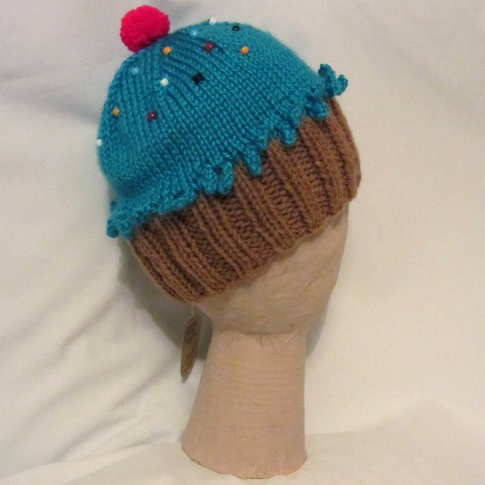 Aqua Cupcake Hat Fits 3 to 6 Year Old