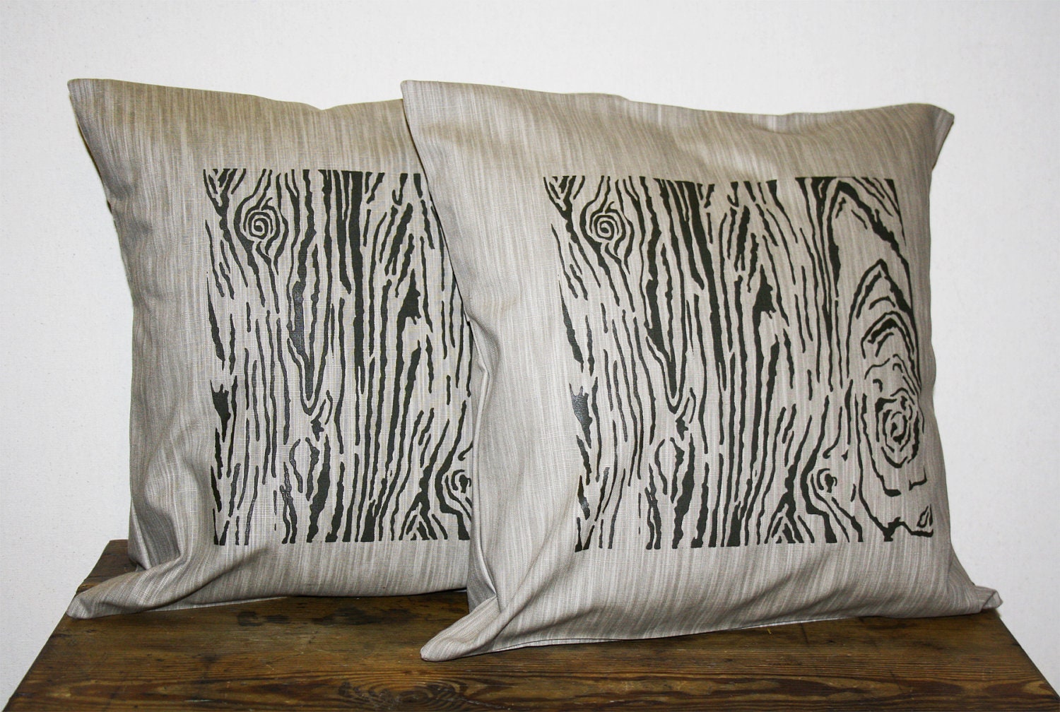 Wood Grain Pillow Cover (16x16'') Beige