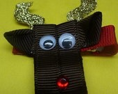 Boutique Rudolph the Red nosed Reindeer Christmas Hair Clip Bow Toddler baby