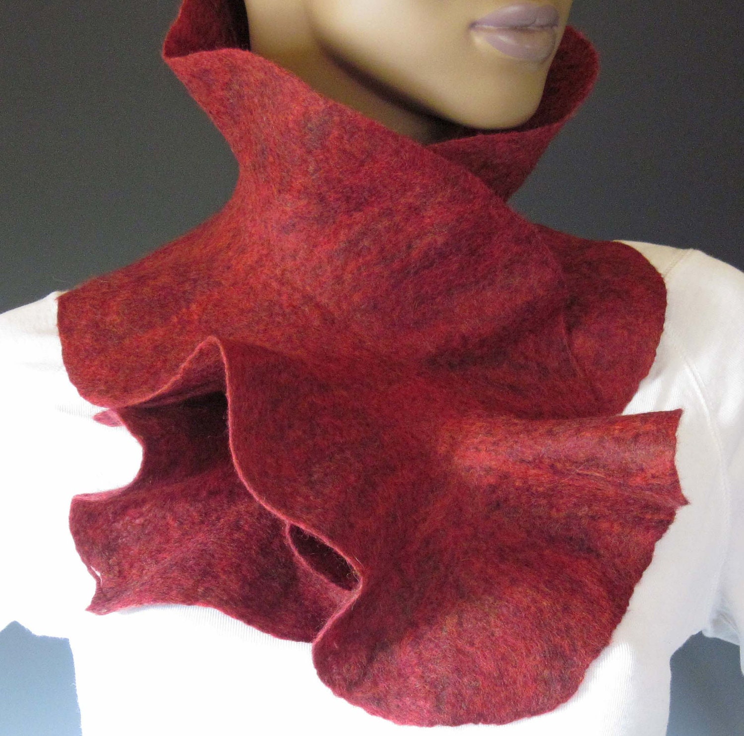 Flamenco Felted Scarflette Brick Red