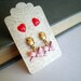 Red Hearts and Pink Bows Enamel Stud Earring Set