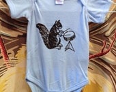 drumming squirrel onesie - light blue