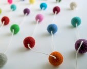 Multicolored Wool Ball Garland on White Cotton String
