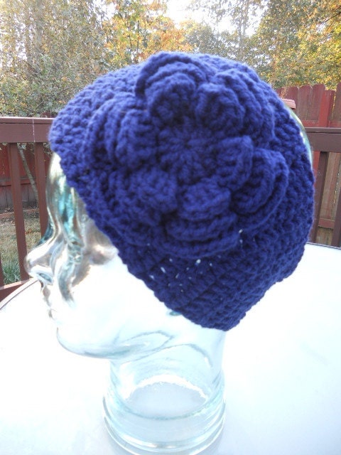 SALE TODAY. Crochet Headband Earwarmer in navy blue Ladies size Handmade