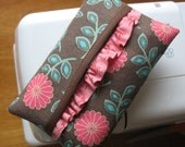 Pink, Taupe, Aqua Ruffle Tissue Holder