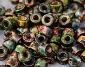 25 Greek Ceramic Beads - Autumn Rust Mini Tube Pony Beads - Rondelles Beads 6x4mm