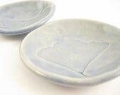 Blue Trinket Dishes Set of Two with Ginko Leaves