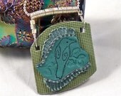 Polymer Clay Necklace/Pendant with Bird in Gorgeous Teal and Silver