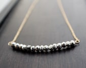 Pyrite Bar Necklace in Silver or Gold - You Choose, Minimalist Fashion, Metal Jewelry - Flash