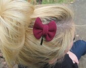 Oxblood Colored Bow Hair Pin, Bobby-Pin, Oxblood, Accessory, Red, Maroon, Hair Pin, Hair Bow