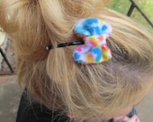 Multi-Colored Cheetah Print Bow Hair Pin, Bobby-Pin, Pink, Blue, Yellow, White, Accessory, Hair Pin, Hair Bow