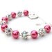 18th Birthday Charm Bracelet, Pearl Rhinestone Jewelry, Hot Pink Pearl Bracelet
