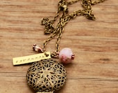 Vintage Memorial Locket with Memorial Flower Charm.