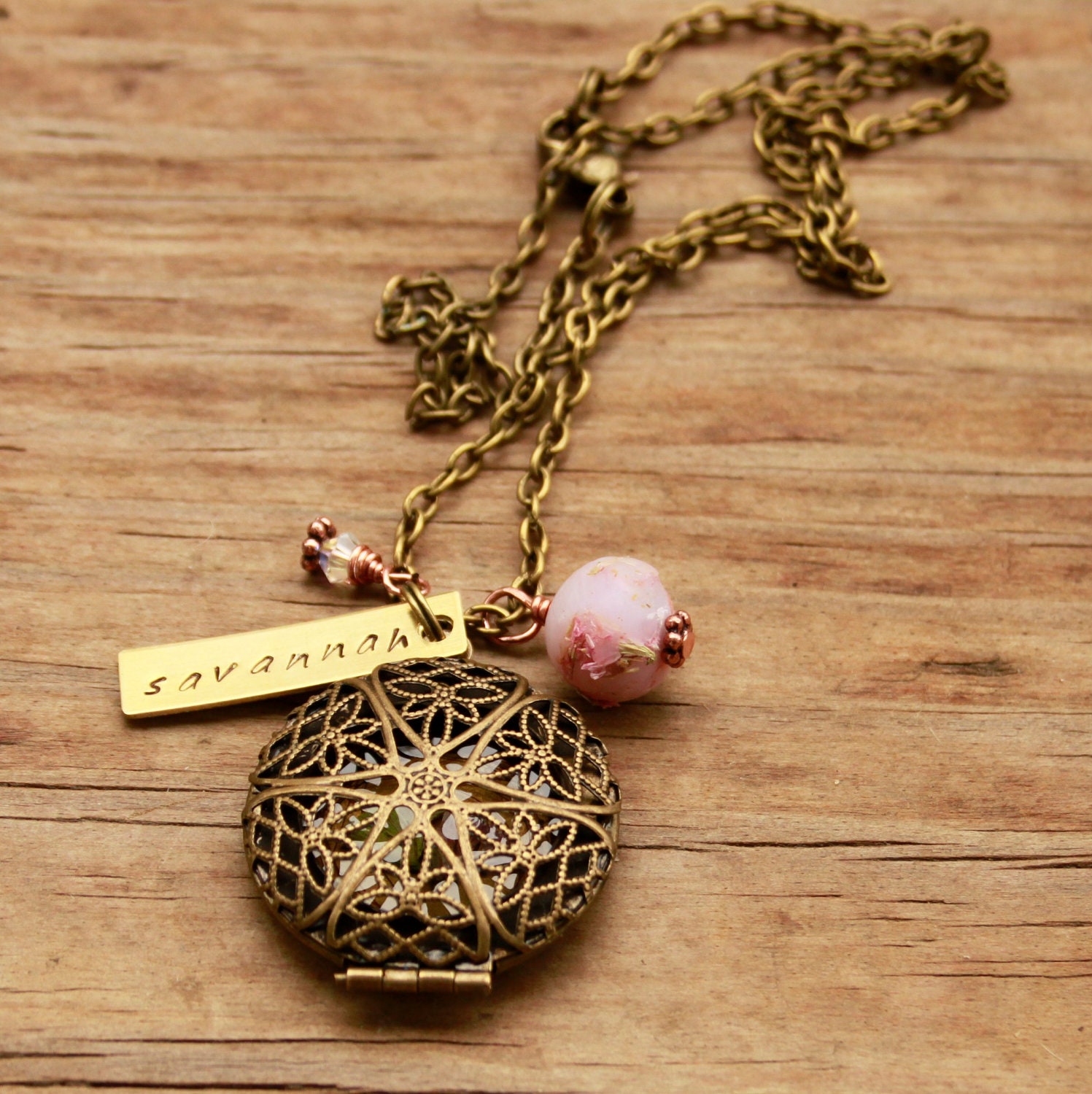 Vintage Memorial Locket with Memorial Flower Charm.