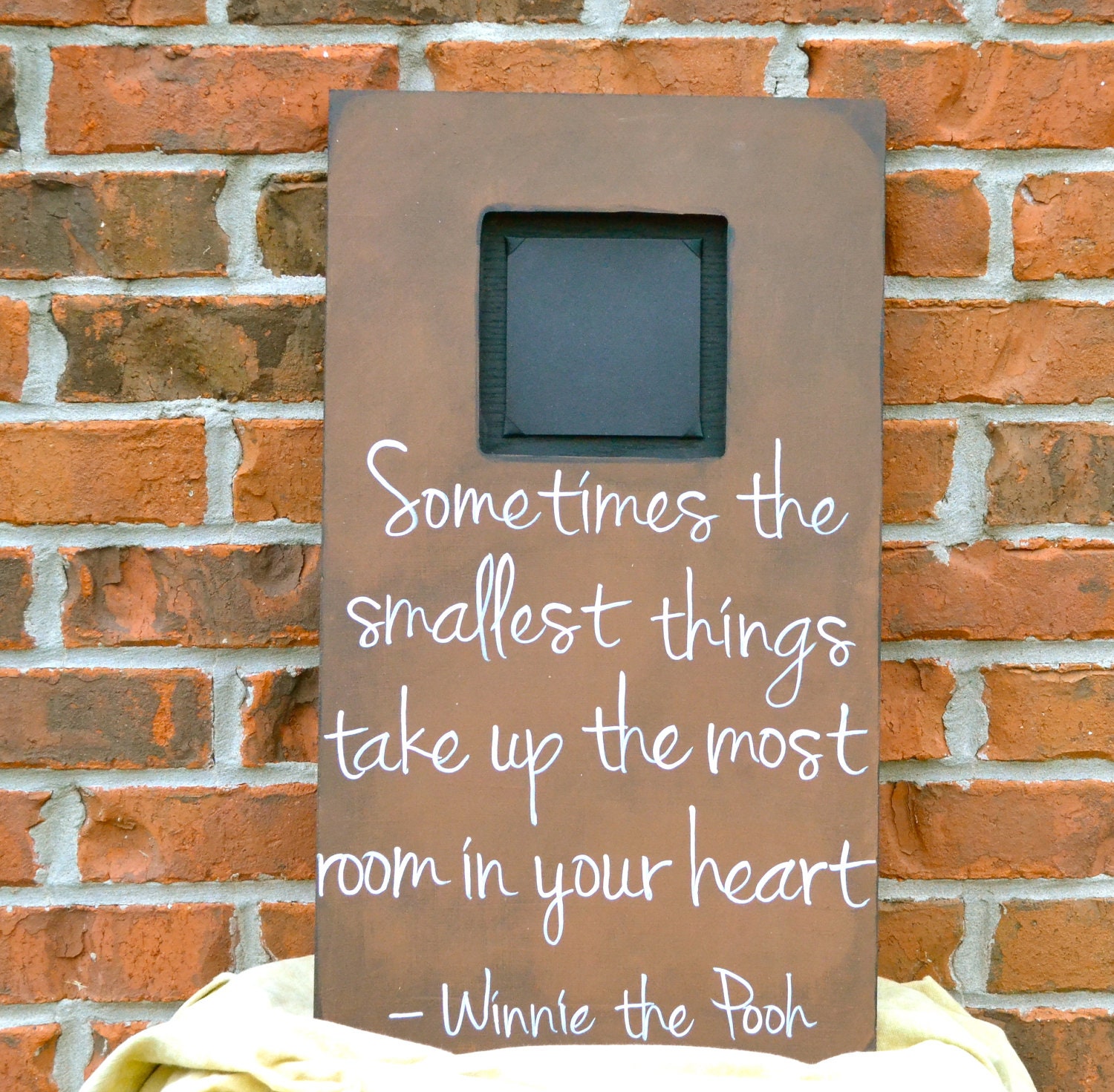 Hand Painted 20x12 inch Memory Frame with Quote, Brown