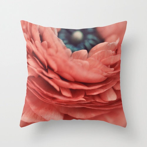 Pillow Cover, Photo Pillow, Ranunculus, Flower Pillow, Spring Decor, Living Room, Bedroom, Orange Aprico, Shabby 16x16, 18x18, 20x20