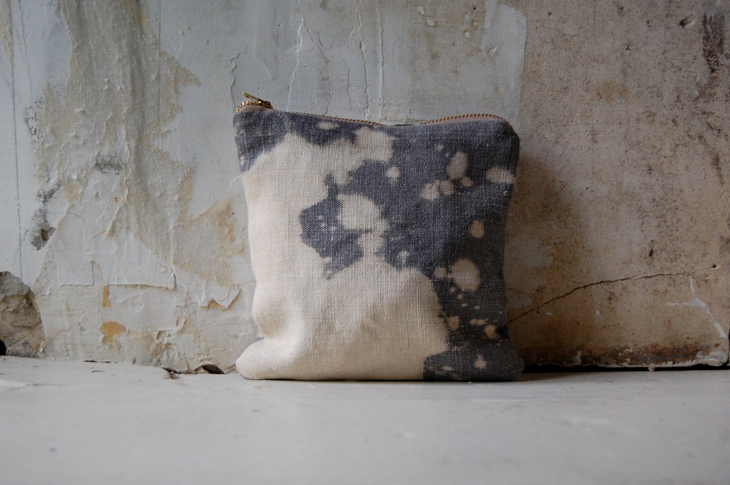 faded hand dyed square pouch