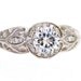 14K Vintage Diamond Halo Semi Mount Engagement Ring Custom Art Nouveau Platinum Bridal Jewelry
