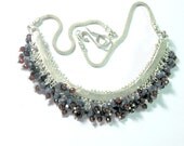 Statement Sapphire and Silver necklace with red agate facetted beads, Sterling and stone beads necklace, OOAK necklace