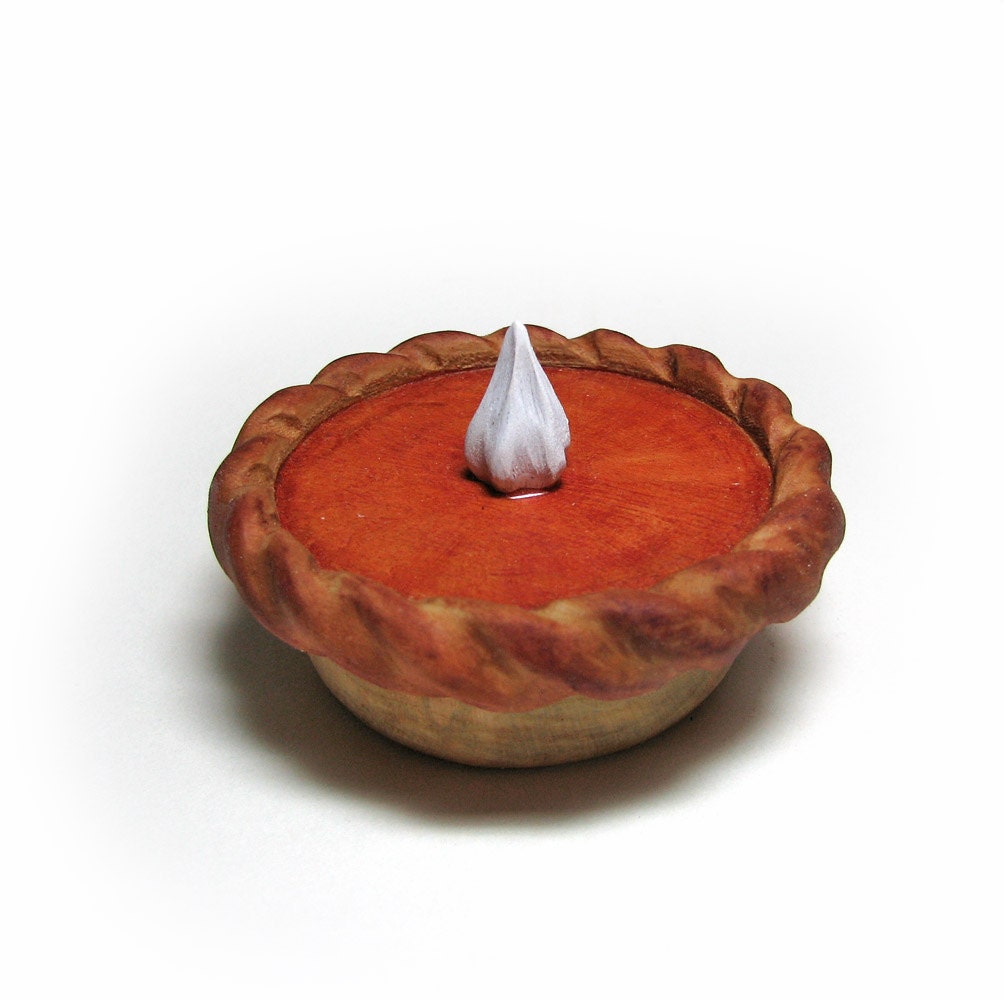 Pumpkin Pie With Whipped Cream - Treasure or Ring Collectible Fine Art Miniature Wooden Holly Box by Tanja Sova
