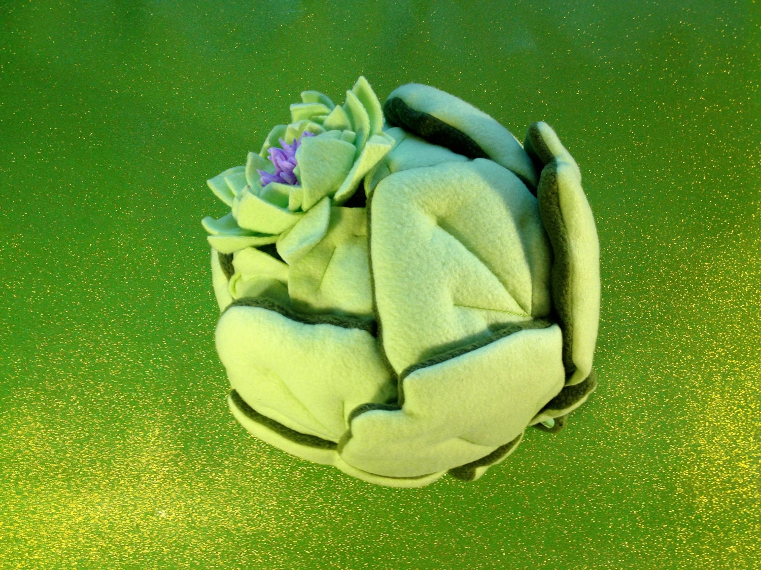 Stuffed Artichoke Plush - Blooming Fleece Pillow - Usable Fabric Sculpture