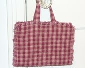 Cranberry Red and Cream Homespun Rag Quilted Bible Book Cover RQQ