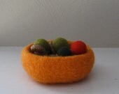 Felted Mini Bowl  in Orange Sherbert - In Stock - Ready to Ship - (Acorns not included)