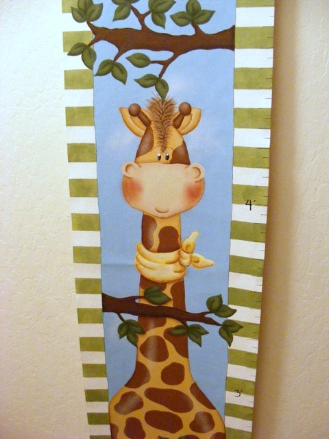 Custom Boy Girl Giraffe Canvas Growth Chart
