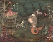 original carnival painting mermaid Art Painting Nautical Lost Carnival Mermaid Girl Nursery Children Under The Sea Art 18 x 24