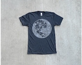 Mens tshirt - full moon screenprint on heather black - t shirt men - gift for dad / fathers day - My Moon, My Man by Blackbird Tees