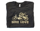 SALE: Bike Love gold screen print tshirt