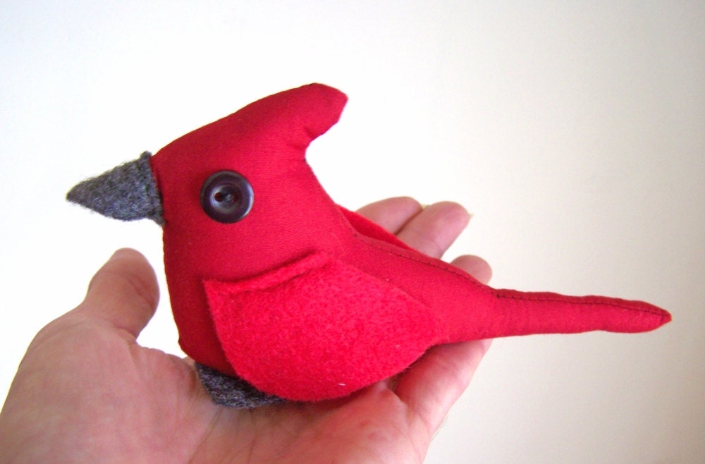 Cardinal plush fabric red bird ornament